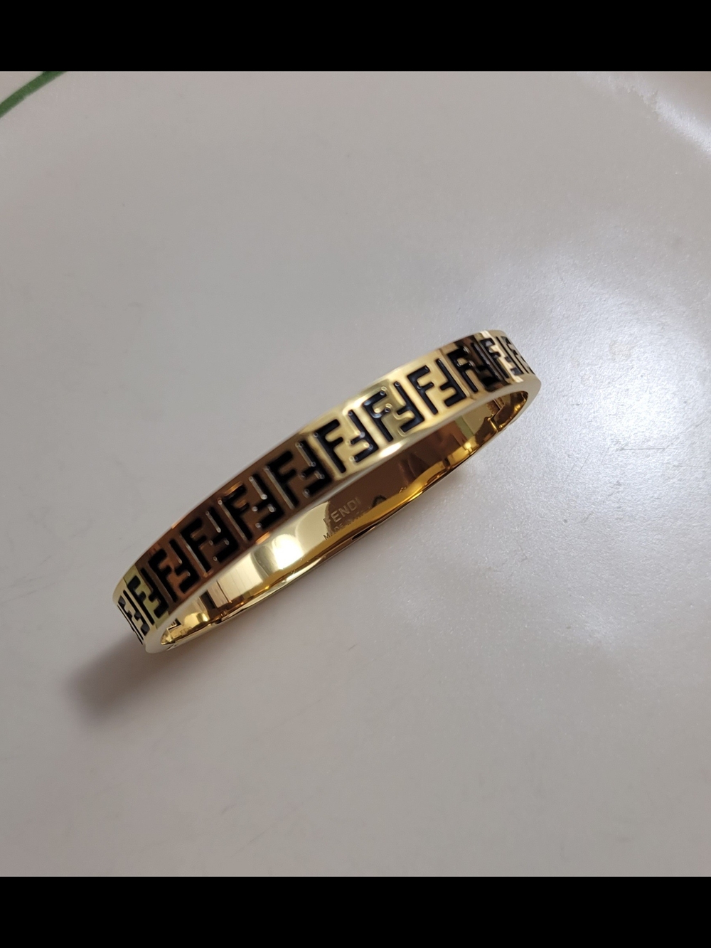 Gold-Tone Designer Logo Bangle Bracelet - Men Accessories